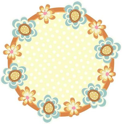 Flowers decorated rounded frame design.