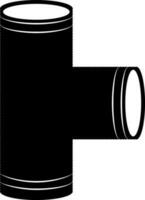 Black and white pipe in flat design. vector