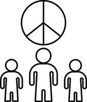 Three stand man with peace of icon. vector