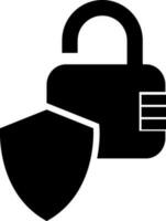 Security shield with lock in flat style. vector