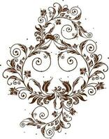 Floral abstract design pattern in brown color. vector