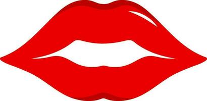 Flat Illustration of Red Lips Icon. vector