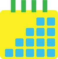 Yellow and blue calendar in flat style. vector