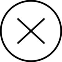 Line art illustration of cross button icon. vector