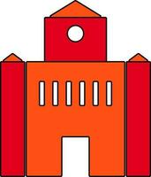 Shiny red and orange building. vector
