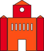 Shiny red and orange building. vector