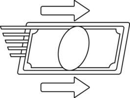 Online money transfer in line art illustration. vector