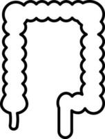 Large Intestine Icon in Line Art. vector