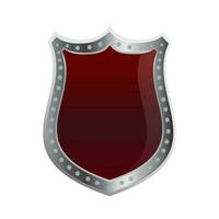 Glossy shield in red and gray color. vector