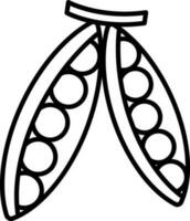 Flat Style Open Peas Icon in Black Line Art. vector