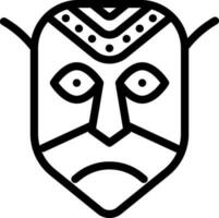 African mask icon in thin line art. vector