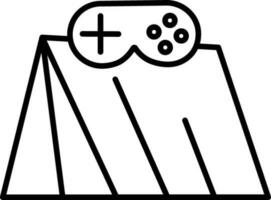 Gamepad with Tent icon in Thin Line Art. vector