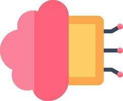 Brain Connection Icon In Pink And Yellow Color. vector