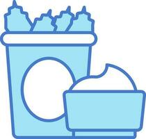 Chicken Strips With Dipping Sauces Icon In Blue And White Color. vector