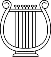 Isolated black line art music lyre icon. vector