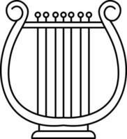 Isolated black line art music lyre icon. vector