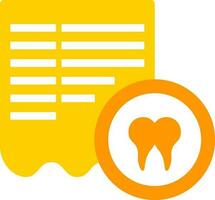 Dental Report icon in yellow and white color. vector