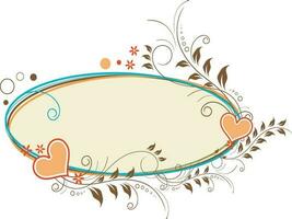 Heart and floral design decorated frame. vector