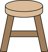 Round Stool Icon In Brown Color. vector