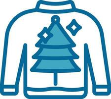 Blue And White Color Xmas Printed Sweater Icon In Flat Style. vector