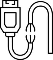 Broken usb cable icon in line art. vector