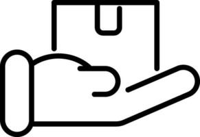 Hand to hand parcel delivery icon in thin line art. vector