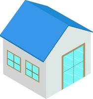 3D Rendering House Element In Blue And Gray Color. vector