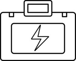 Electrical Tool Box Icon In Black Line Art. vector