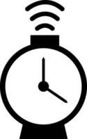 Flat alarm clock glyph icon or symbol. vector