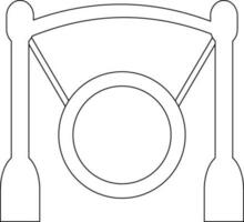 Gong icon with stand in stroke style. vector