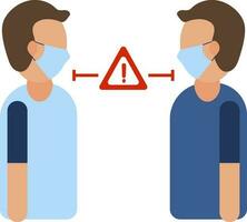 Flat Style Warning for People Maintain Social Distancing icon. vector