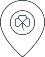 Location Pin With Shamrock Leaf Icon In Thin Line Art. vector