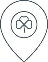 Location Pin With Shamrock Leaf Icon In Thin Line Art. vector