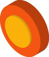 Orange and yellow button icon in 3d. vector