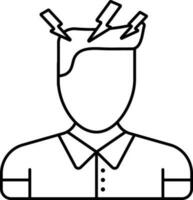 Faceless Man Headache Icon In Black Outline. vector