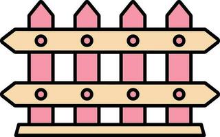 Fence Icon In Pink And Peach Yellow Color. vector