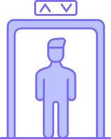 Illustration Of Man In Lift Blue Icon Or Symbol. vector
