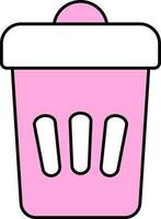 Dustbin Or Trash Icon In Pink And White Color. vector