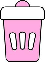 Dustbin Or Trash Icon In Pink And White Color. vector