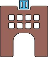 Building in brown and white color. vector