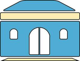 Building in blue and cream color. vector