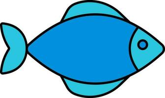 Fish Icon In Blue Color. vector