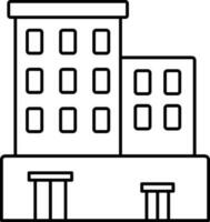 Building Icon In Black Outline. vector