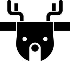 Glyph icon of Reindeer face in flat style. vector