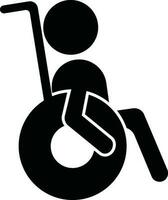 Black and White of isolated handicap icon with wheel chair. vector