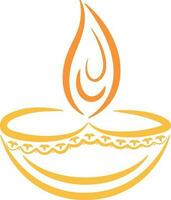 Flat illustration of illuminated oil lamp Diya. vector