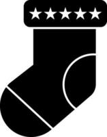 Isolated Black and White icon of sock for festival celebration. vector