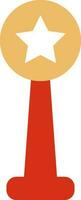 Isolated red and yellow icon of Trophy with star. vector