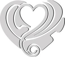 Heart in gray and white color. vector