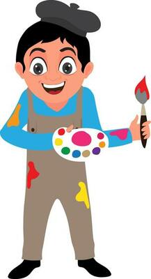 Illustration of cute artist character.